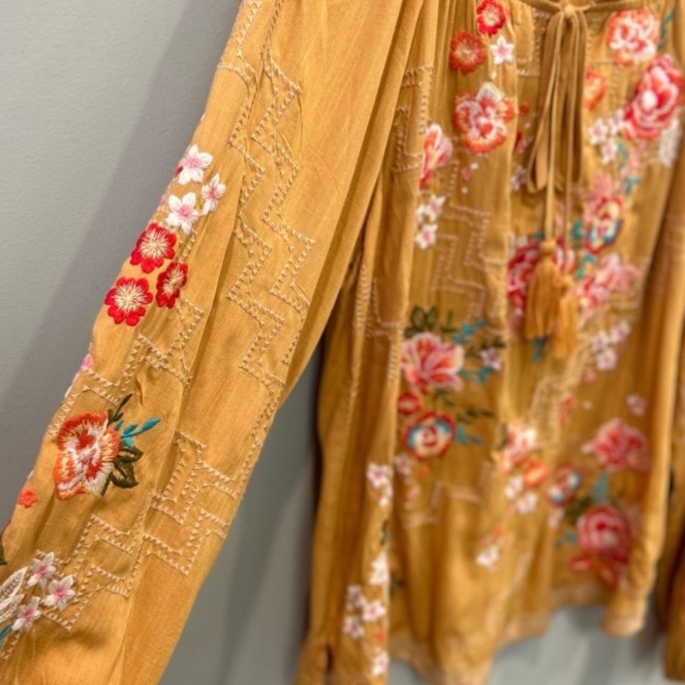 Cute boho blouse with beautiful flower designs 100% rayon